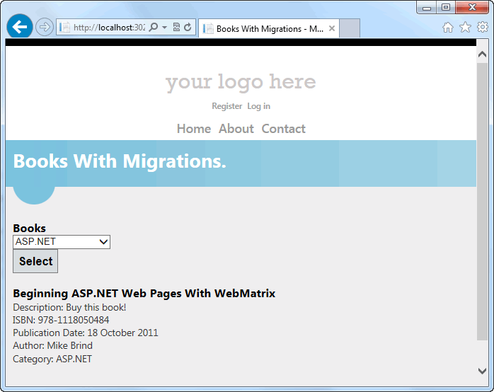 Code First Migrations With ASP.NET Web Pages Sites  Migrations10