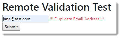 Remote Validation in Razor Pages