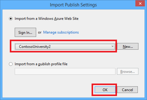 Import Publish Profile