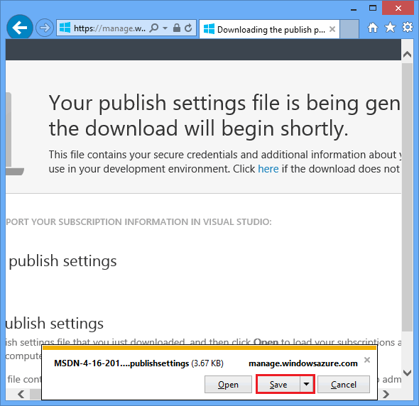 download .publishsettings file